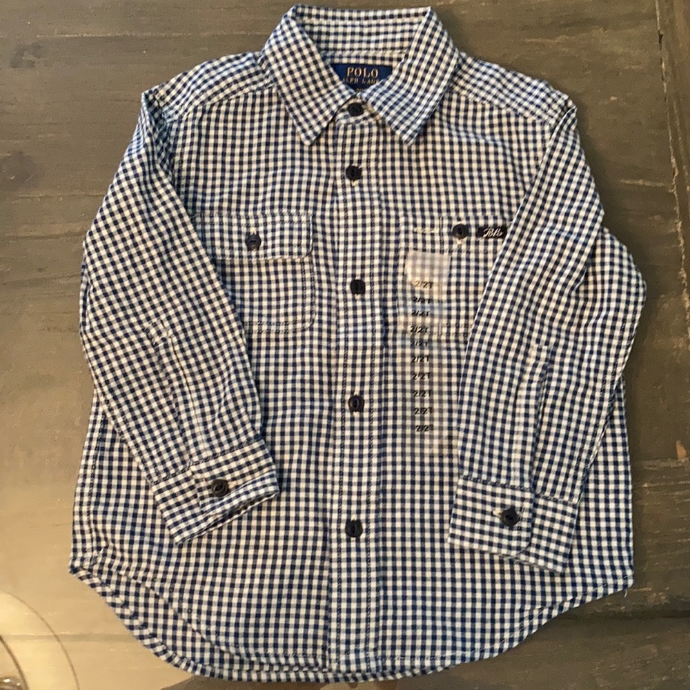 2T NWOT Navy Blue and White Polo Button Down